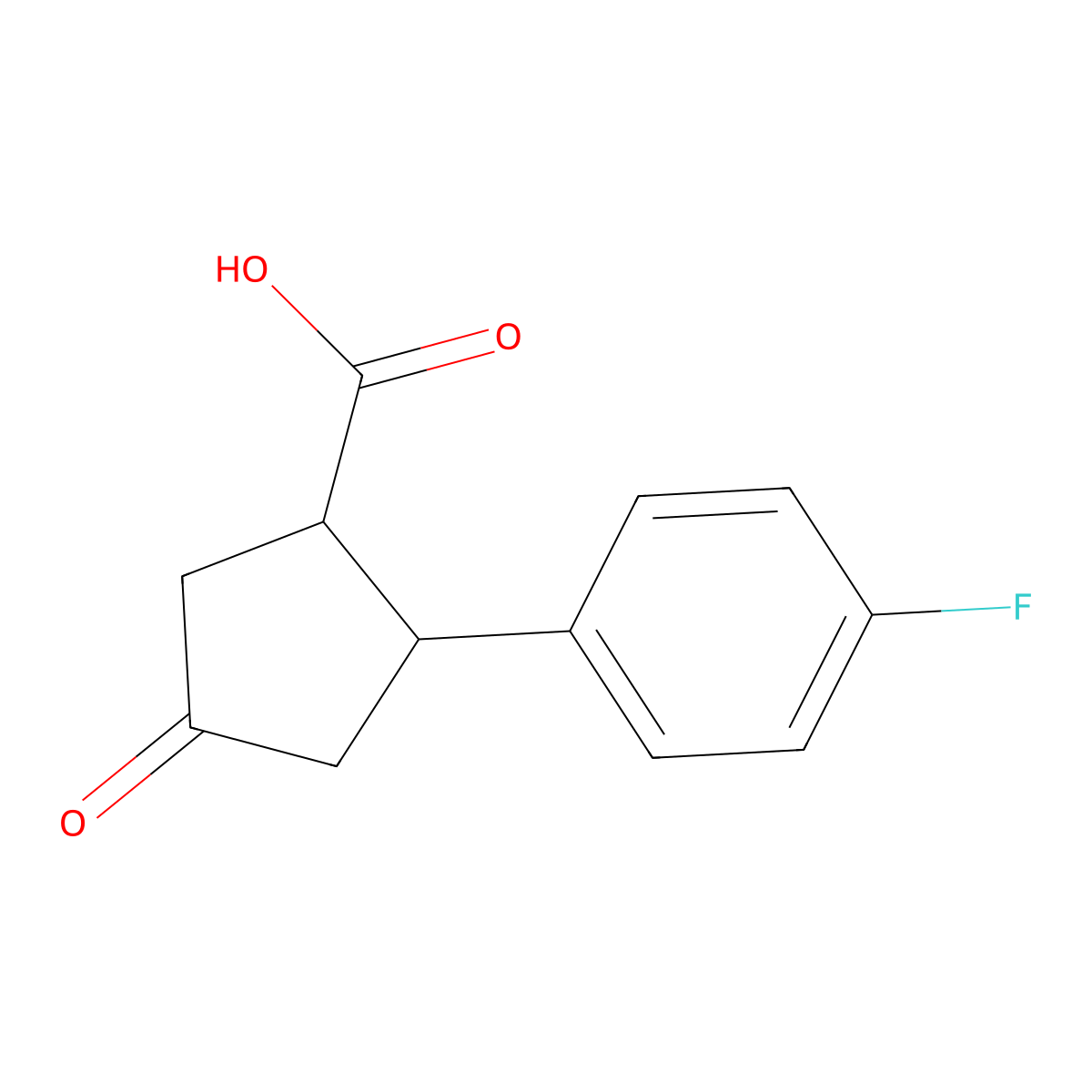 (1R,2R)-2-(4-fluorophenyl)-4-oxocyclopentane-1-carboxylic acid molecular structure, CAS 104201-85-6