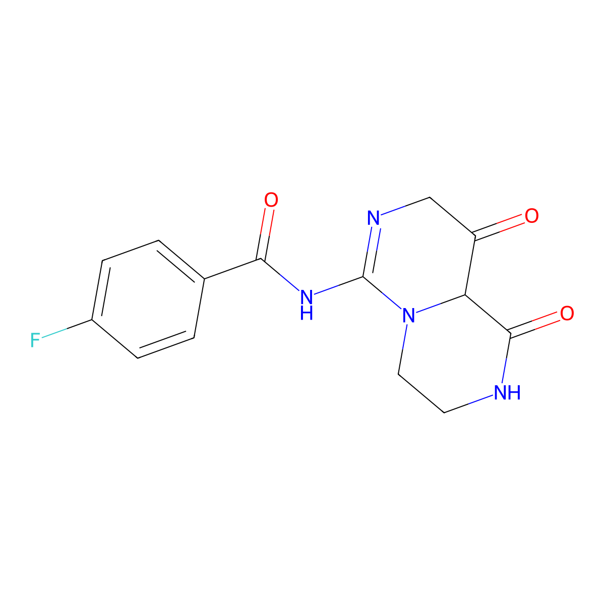 N-(1,9-dioxo-1,3,4,8,9,9a-hexahydro-2H-pyrazino[1,2-c]pyrimidin-6-yl)-4-fluorobenzamide molecular structure, CAS 1042058-67-2