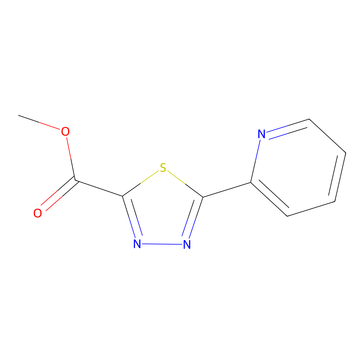 Methyl 5-(pyridin-2-yl)-1,3,4-thiadiazole-2-carboxylate molecular structure, CAS 1042152-53-3
