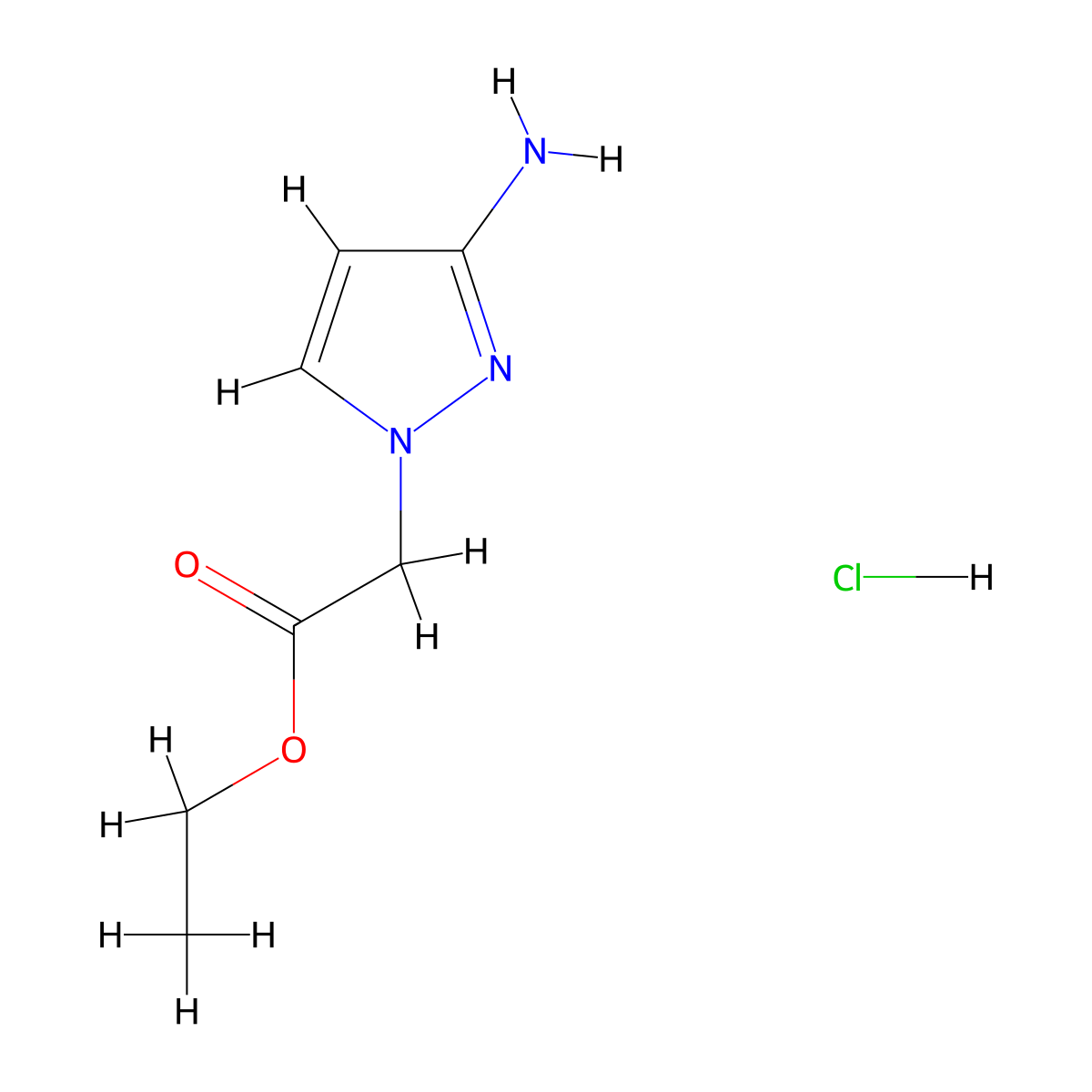 Ethyl 2-(3-amino-1h-pyrazol-1-yl)acetate hydrochloride molecular structure, CAS 1042152-58-8