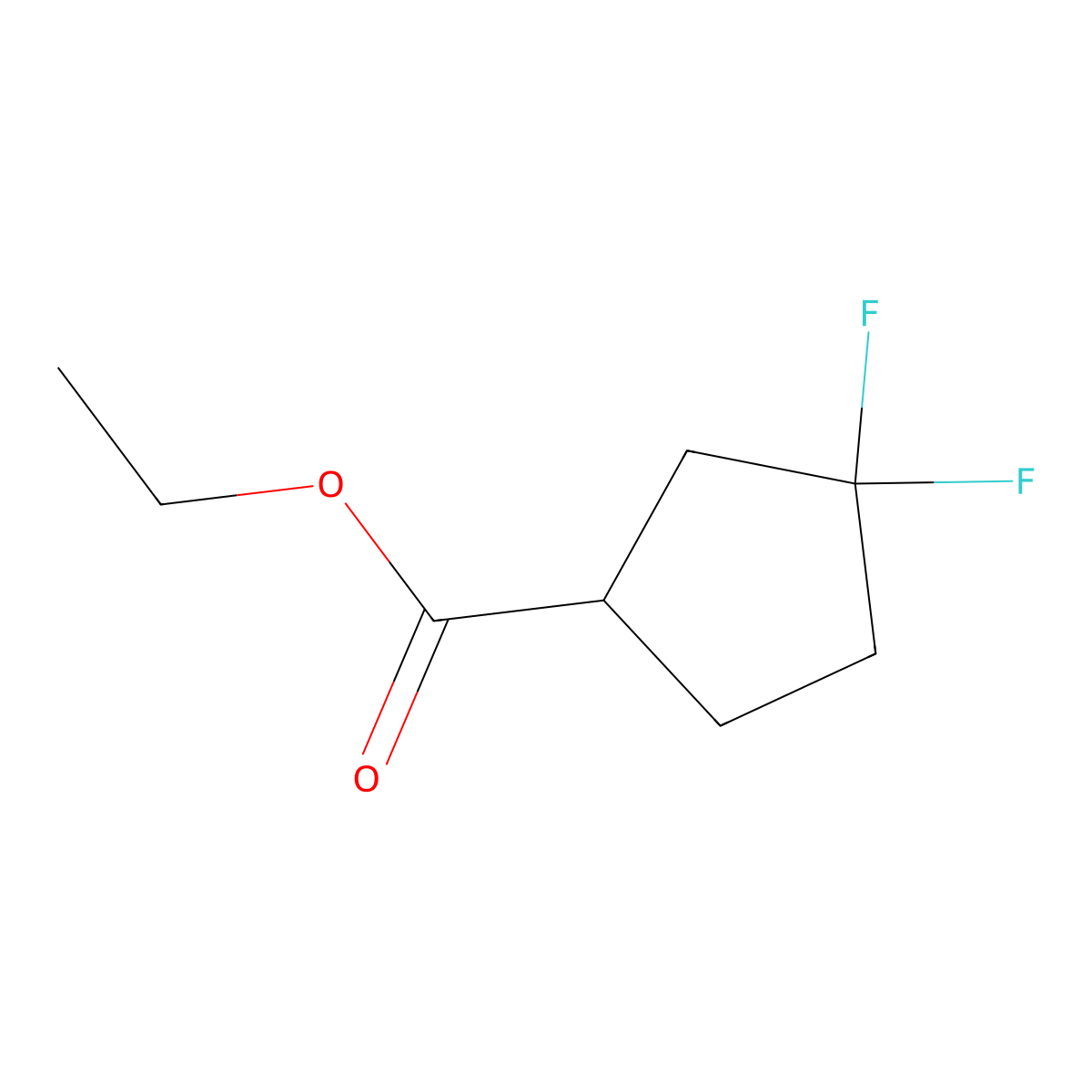 Ethyl 3,3-difluorocyclopentanecarboxylate molecular structure, CAS 1042153-25-2