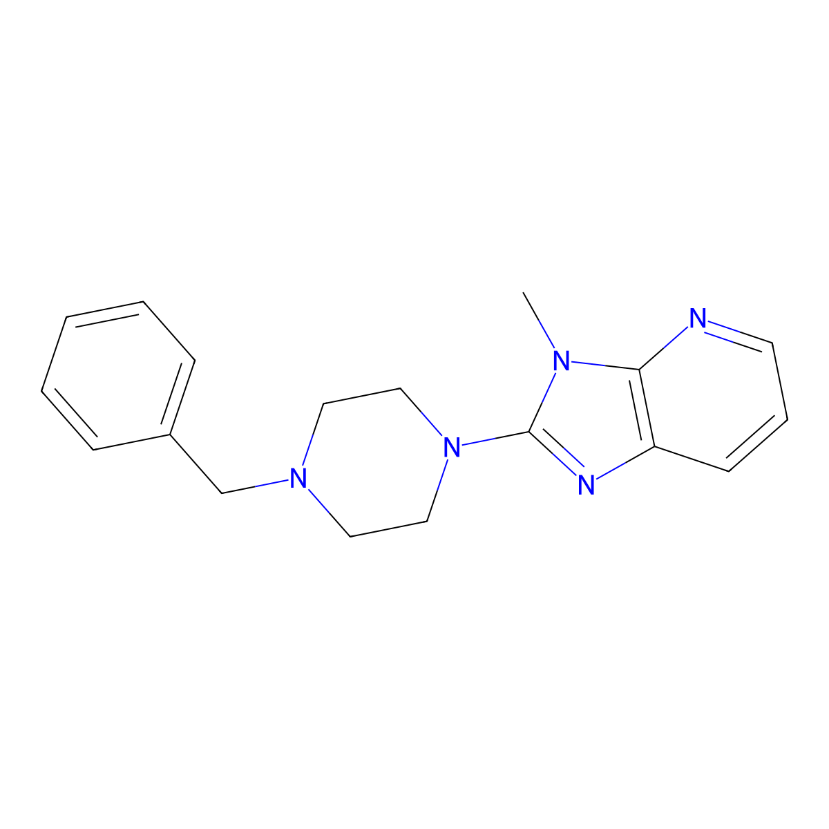 1-benzyl-4-{3-methyl-3H-imidazo[4,5-b]pyridin-2-yl}piperazine molecular structure, CAS 1042154-06-2
