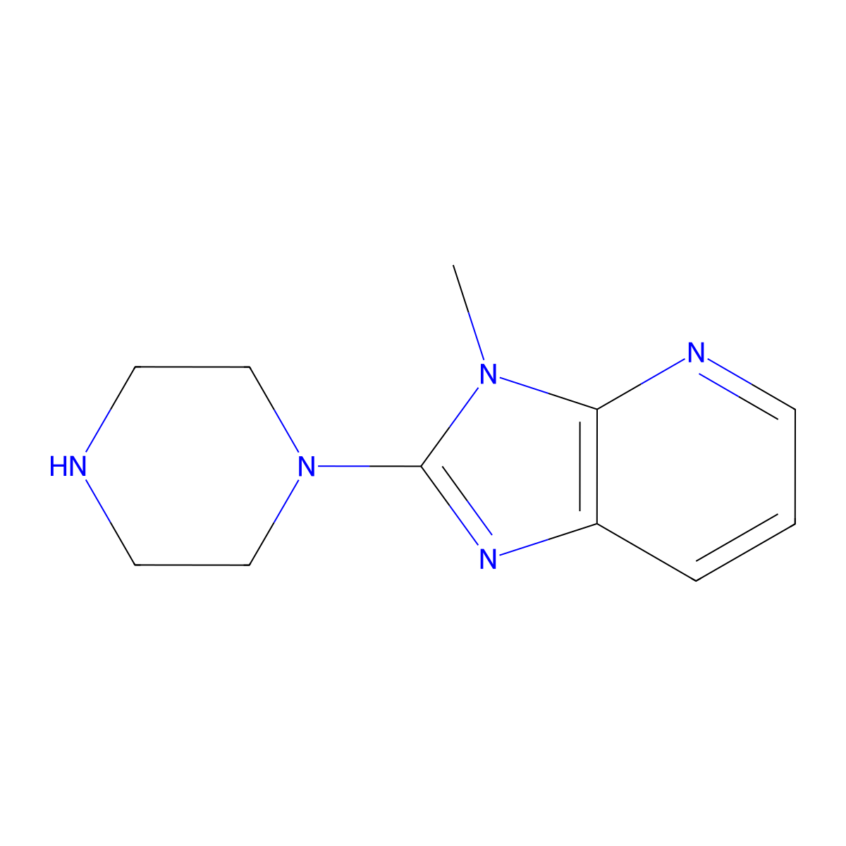 1-{3-methyl-3H-imidazo[4,5-b]pyridin-2-yl}piperazine molecular structure, CAS 1042154-10-8