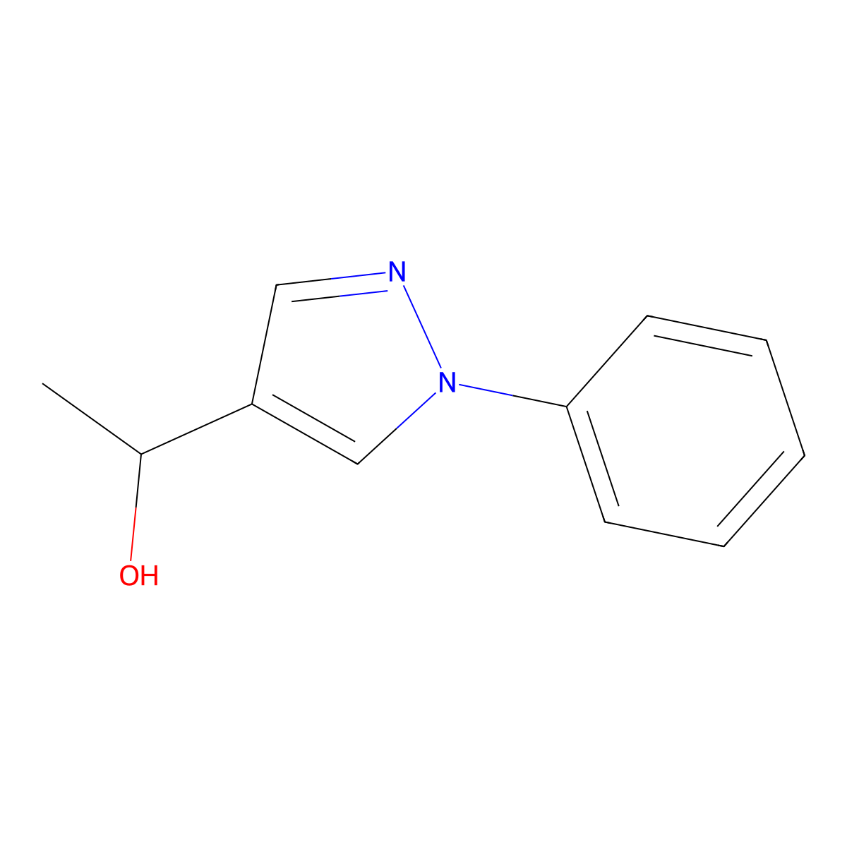 1-(1-phenyl-1H-pyrazol-4-yl)ethan-1-ol molecular structure, CAS 104216-04-8