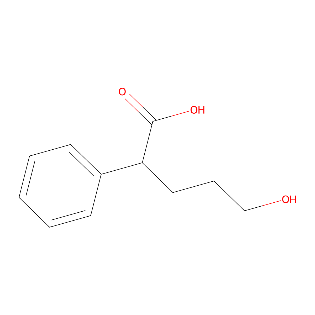 5-Hydroxy-2-phenylpentanoic acid molecular structure, CAS 104216-23-1