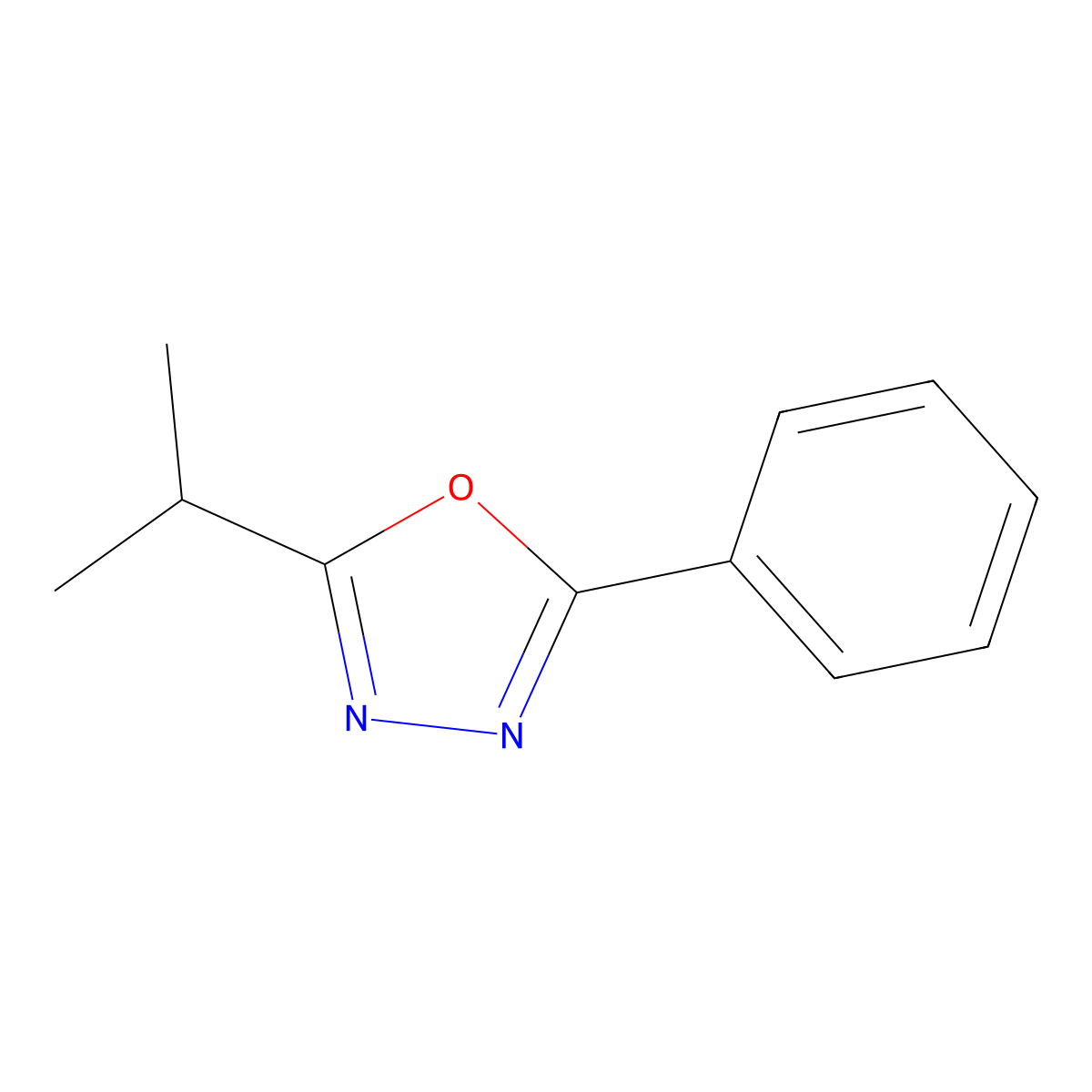 2-Phenyl-5-(propan-2-yl)-1,3,4-oxadiazole molecular structure, CAS 104217-22-3