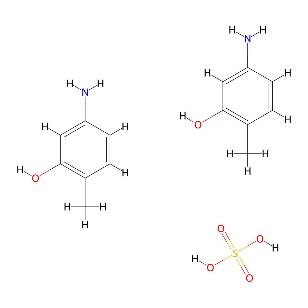 Phenol, 5-amino-2-methyl-, sulfate (2:1) molecular structure, CAS 10422-66-9