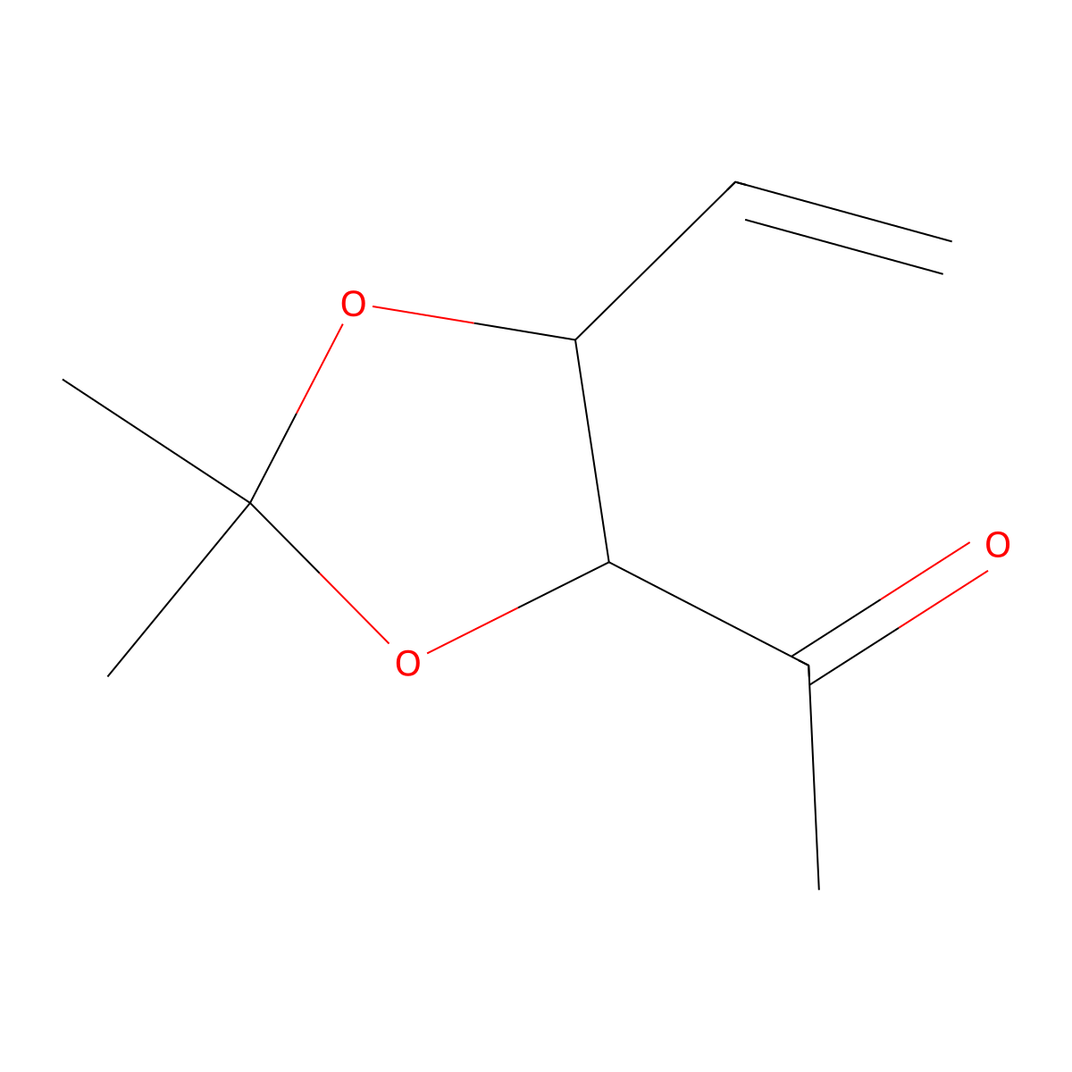 1-((4R,5R)-2,2-dimethyl-5-vinyl-1,3-dioxolan-4-yl)ethanone molecular structure, CAS 1042237-51-3