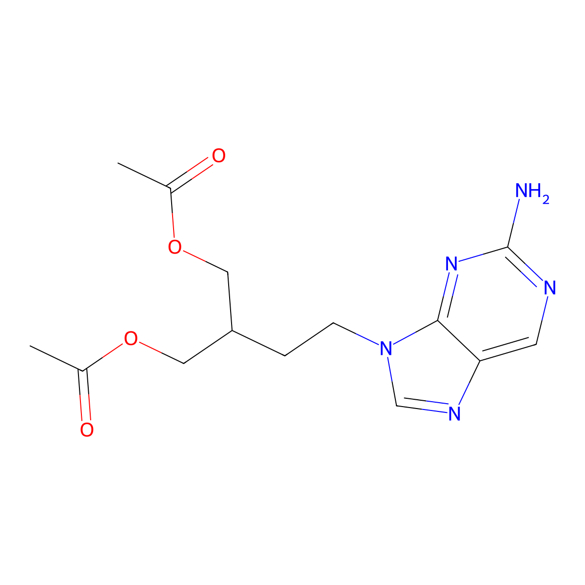 Famciclovir molecular structure, CAS 104227-87-4