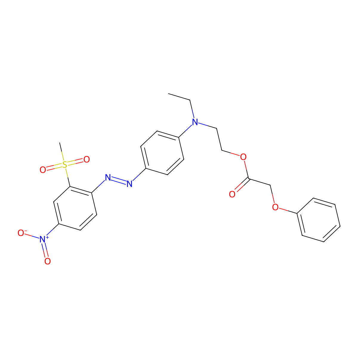 Acetic acid, 2-phenoxy-, 2-(ethyl(4-(2-(2-(methylsulfonyl)-4-nitrophenyl)diazenyl)phenyl)amino)ethyl ester molecular structure, CAS 10423-86-6