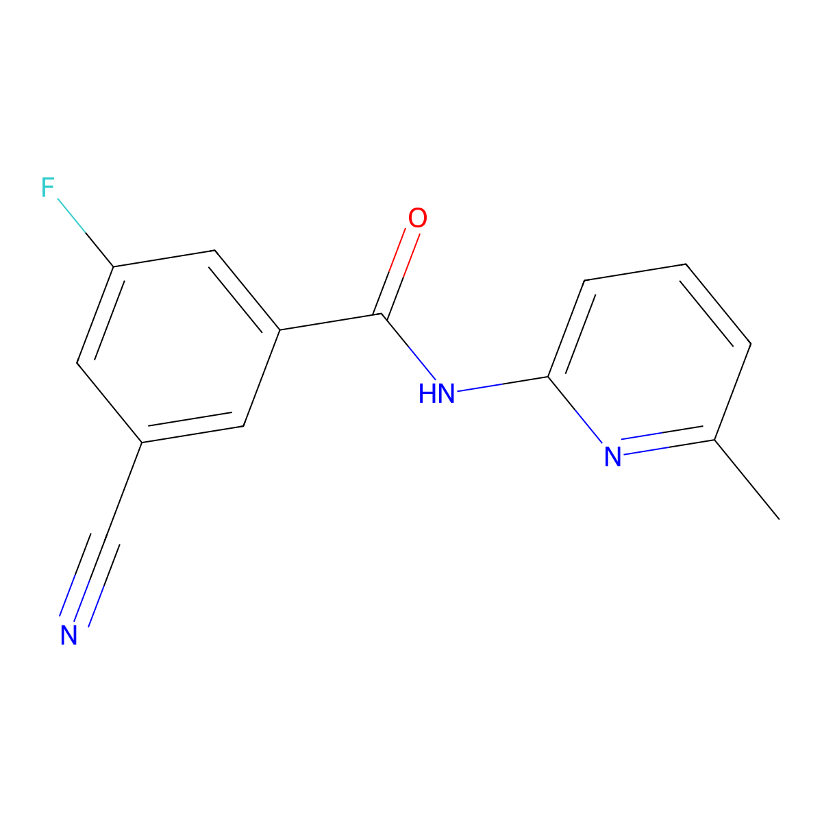 3-cyano-5-fluoro-N-(6-methylpyridin-2-yl)benzamide molecular structure, CAS 1042334-03-1