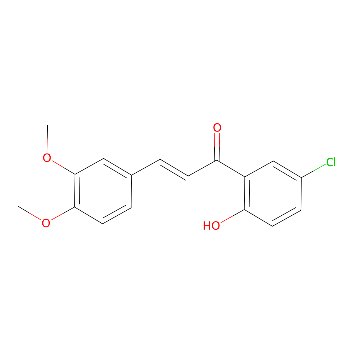 (2E)-1-(5-chloro-2-hydroxyphenyl)-3-(3,4-dimethoxyphenyl)prop-2-en-1-one molecular structure, CAS 104236-76-2