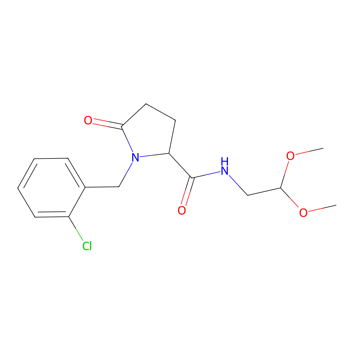1-[(2-chlorophenyl)methyl]-N-(2,2-dimethoxyethyl)-5-oxopyrrolidine-2-carboxamide molecular structure, CAS 1042363-85-8