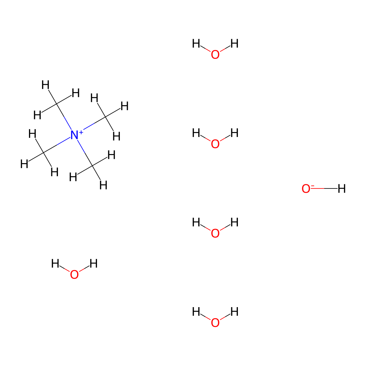 Tetramethylammonium Hydroxide Pentahydrate molecular structure, CAS 10424-65-4