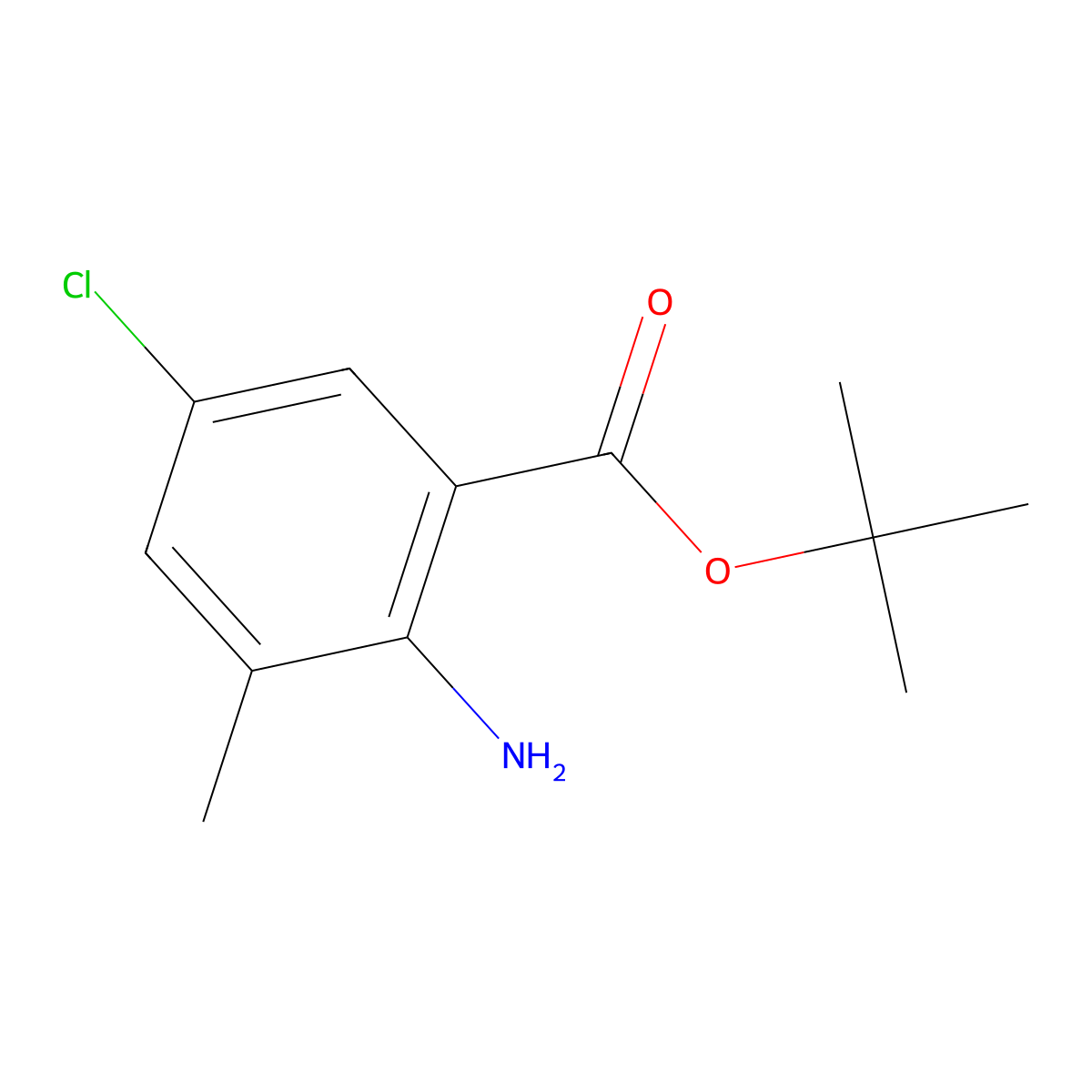 Tert-butyl 2-amino-5-chloro-3-methylbenzoate molecular structure, CAS 1042426-82-3