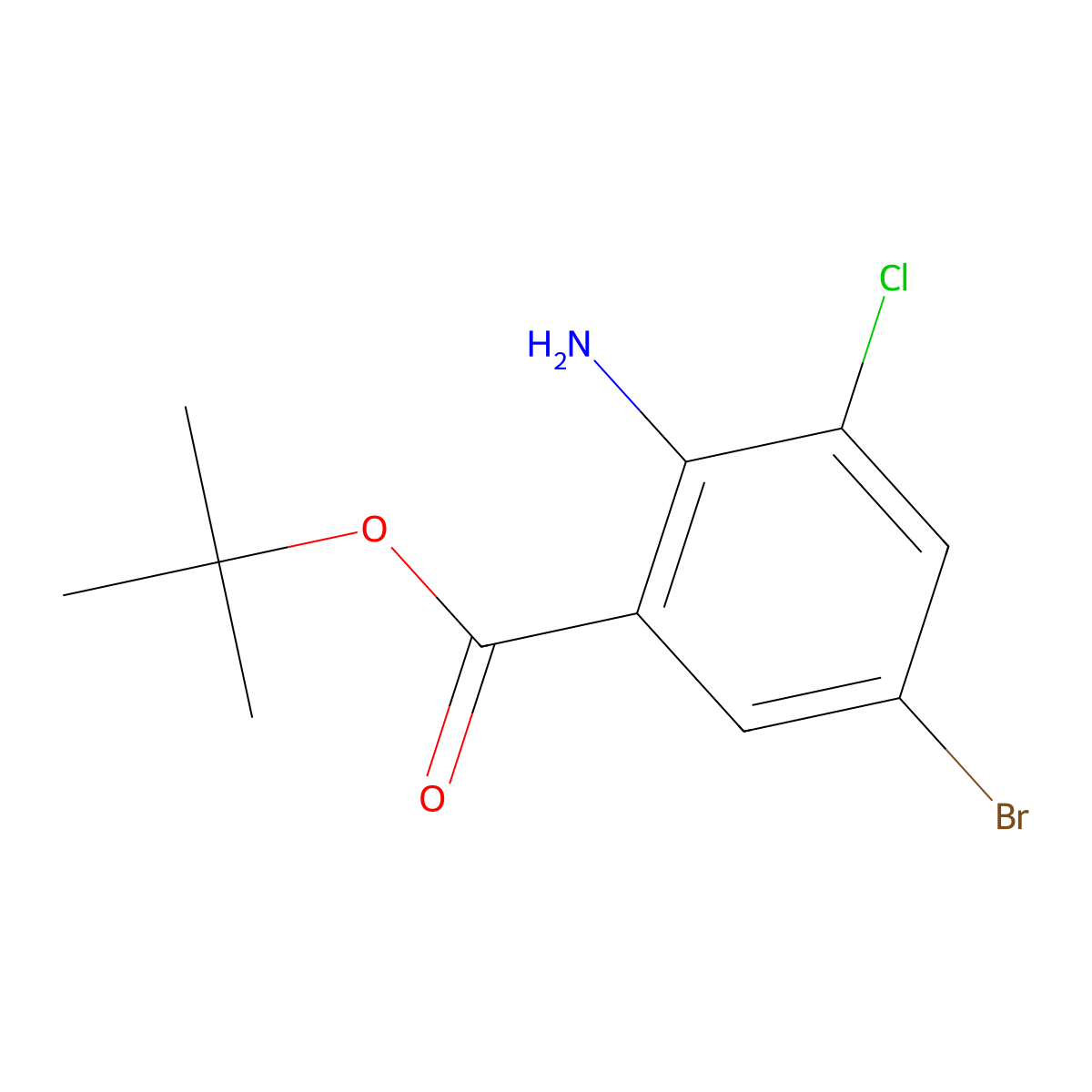 Tert-butyl 2-amino-5-bromo-3-chlorobenzoate molecular structure, CAS 1042426-94-7