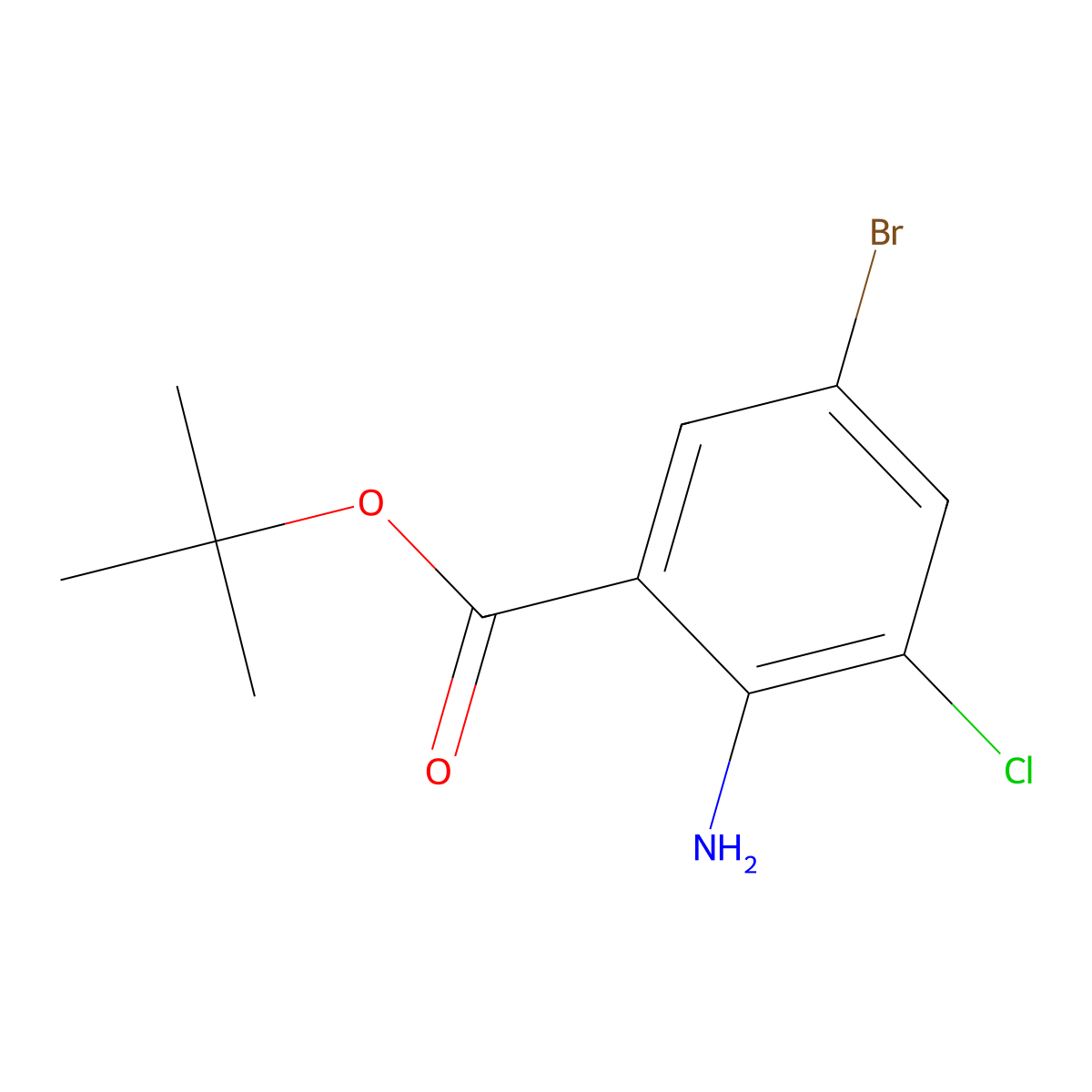 Tert-butyl 2-amino-5-bromo-3-chlorobenzoate molecular structure, CAS 1042426-94-7