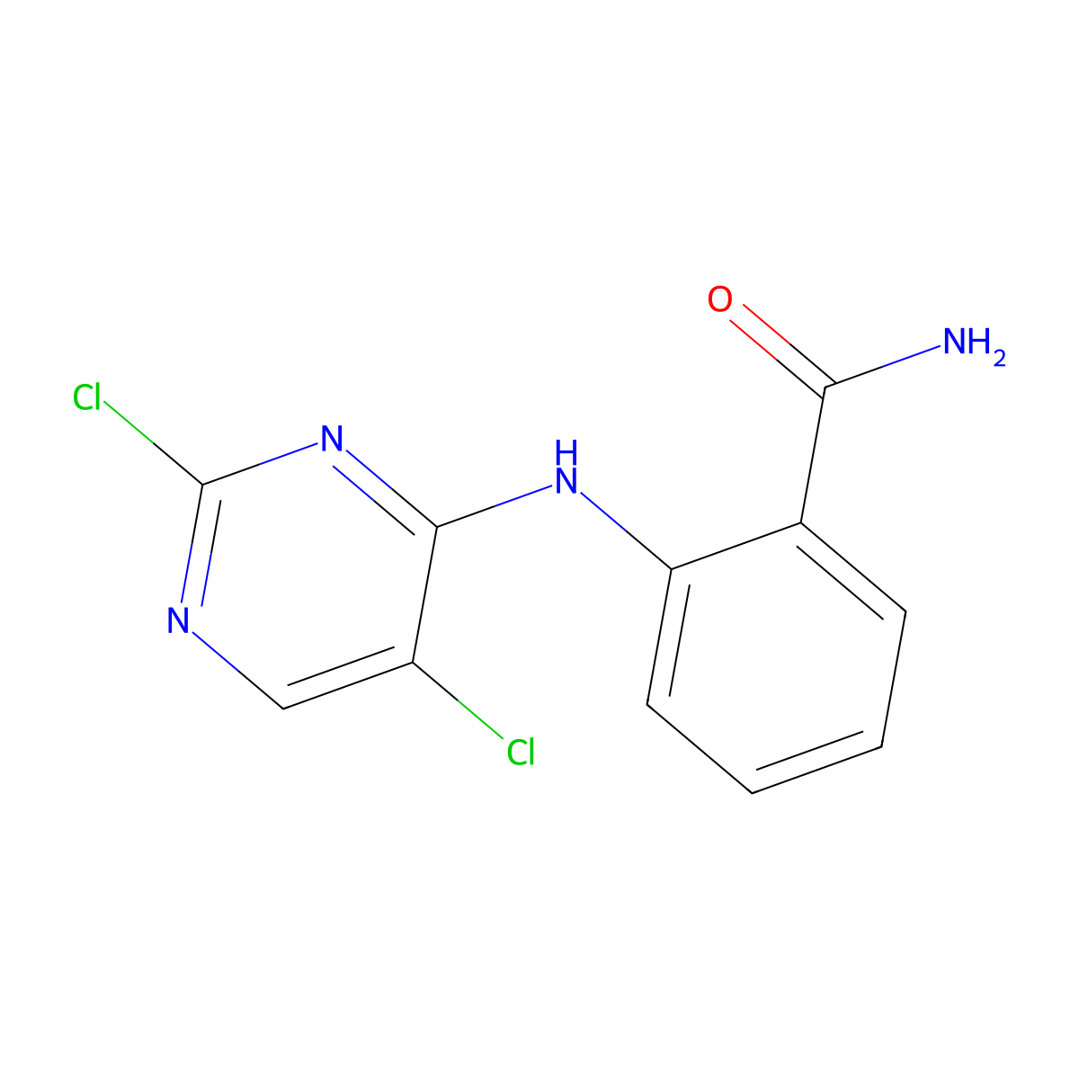2-((2,5-Dichloropyrimidin-4-yl)amino)benzamide molecular structure, CAS 1042434-76-3