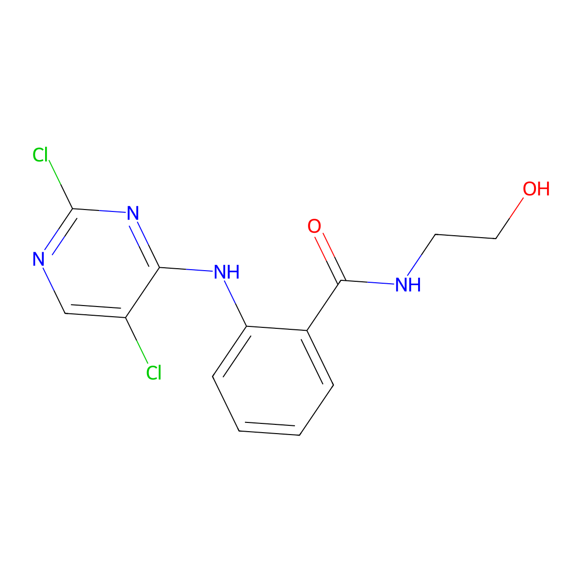 2-[(2,5-dichloro-4-pyrimidinyl)amino]-N-(2-hydroxyethyl)benzamide molecular structure, CAS 1042434-77-4