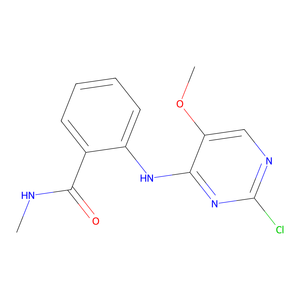 2-[(2-chloro-5-methoxypyrimidin-4-yl)amino]-N-methylbenzamide molecular structure, CAS 1042434-82-1