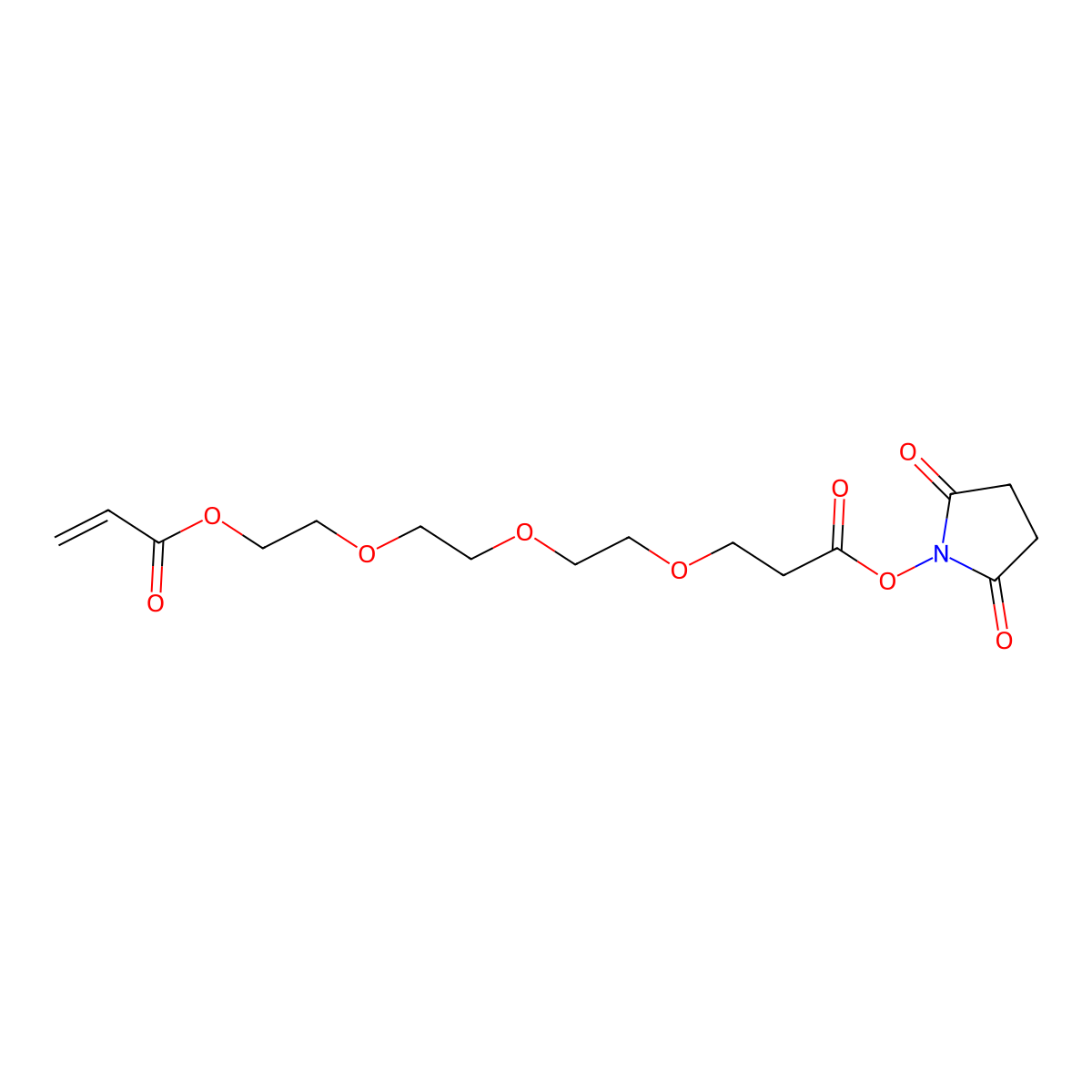 2-(2-(2-(3-((2,5-Dioxopyrrolidin-1-yl)oxy)-3-oxopropoxy)ethoxy)ethoxy)ethyl acrylate molecular structure, CAS 1042435-35-7