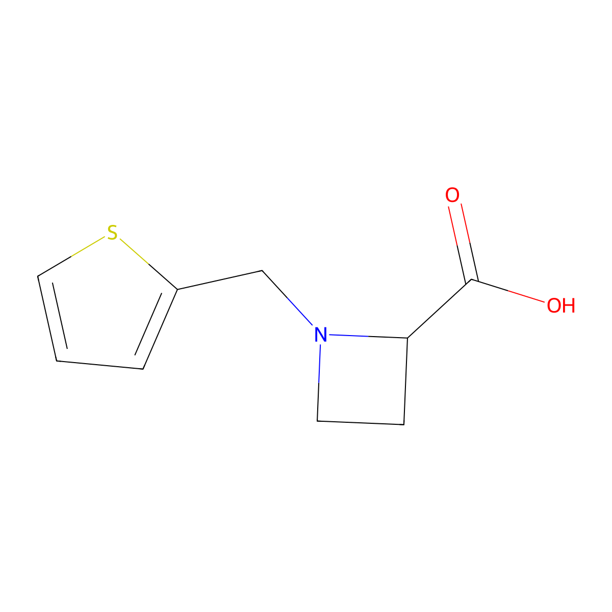 1-(thiophen-2-ylmethyl)azetidine-2-carboxylic Acid molecular structure, CAS 1042440-43-6