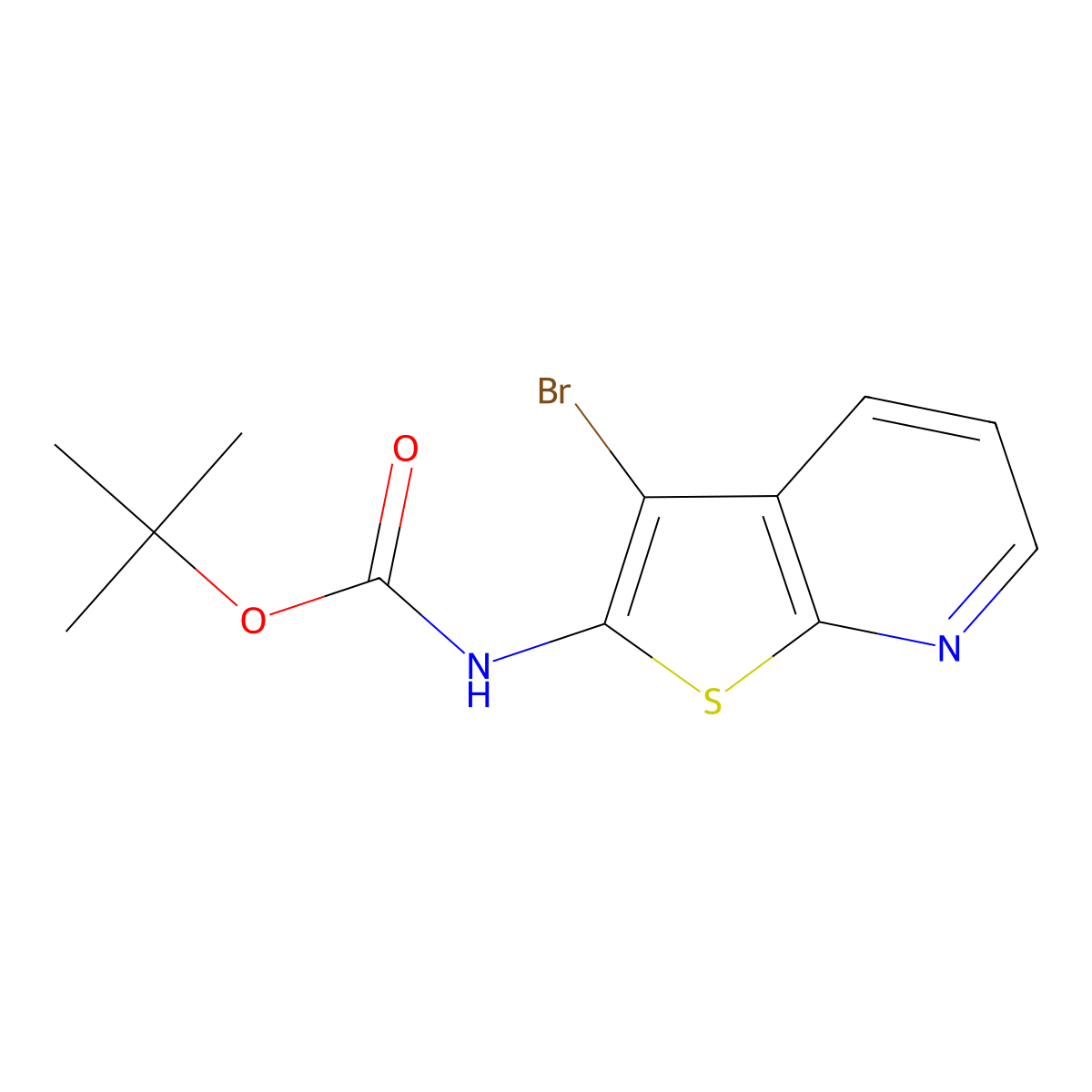 Tert-butyl (3-bromothieno[2,3-b]pyridin-2-yl)carbamate molecular structure, CAS 1042441-73-5