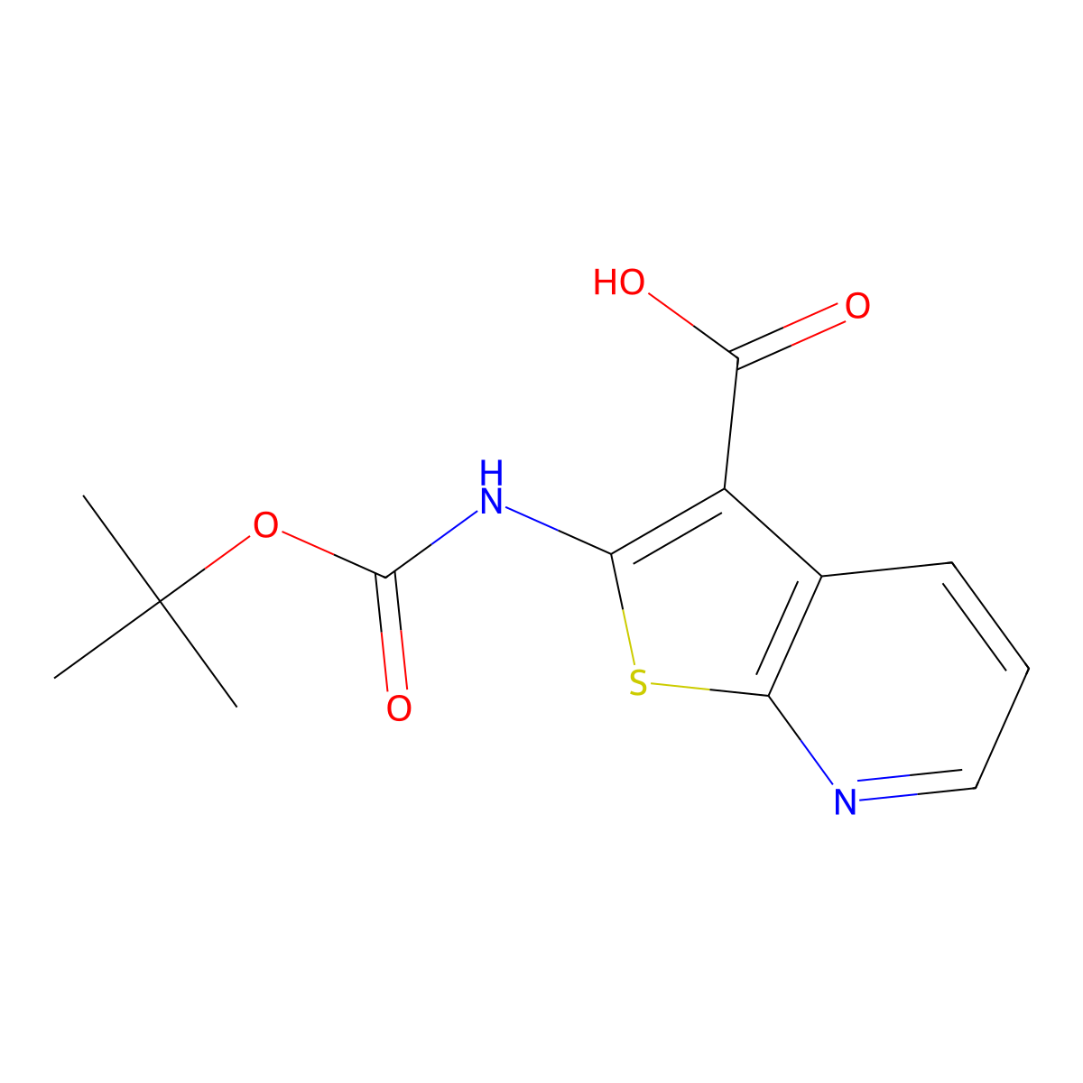 2-((Tert-butoxycarbonyl)amino)thieno[2,3-b]pyridine-3-carboxylic acid molecular structure, CAS 1042441-74-6