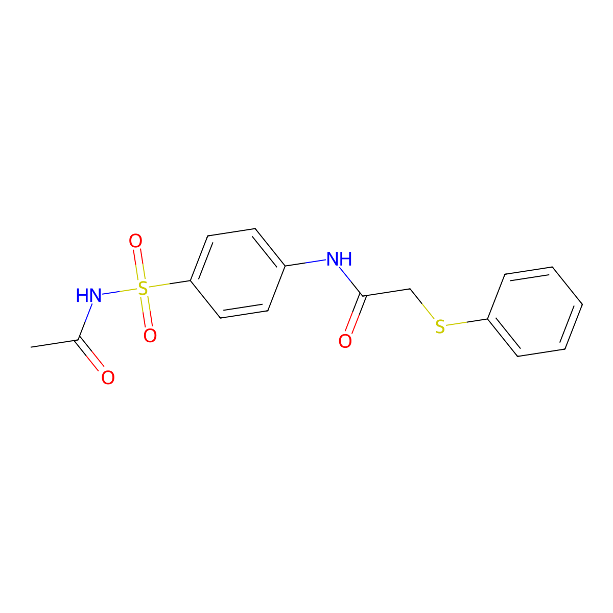 N-[4-(acetylsulfamoyl)phenyl]-2-phenylsulfanylacetamide molecular structure, CAS 104246-45-9