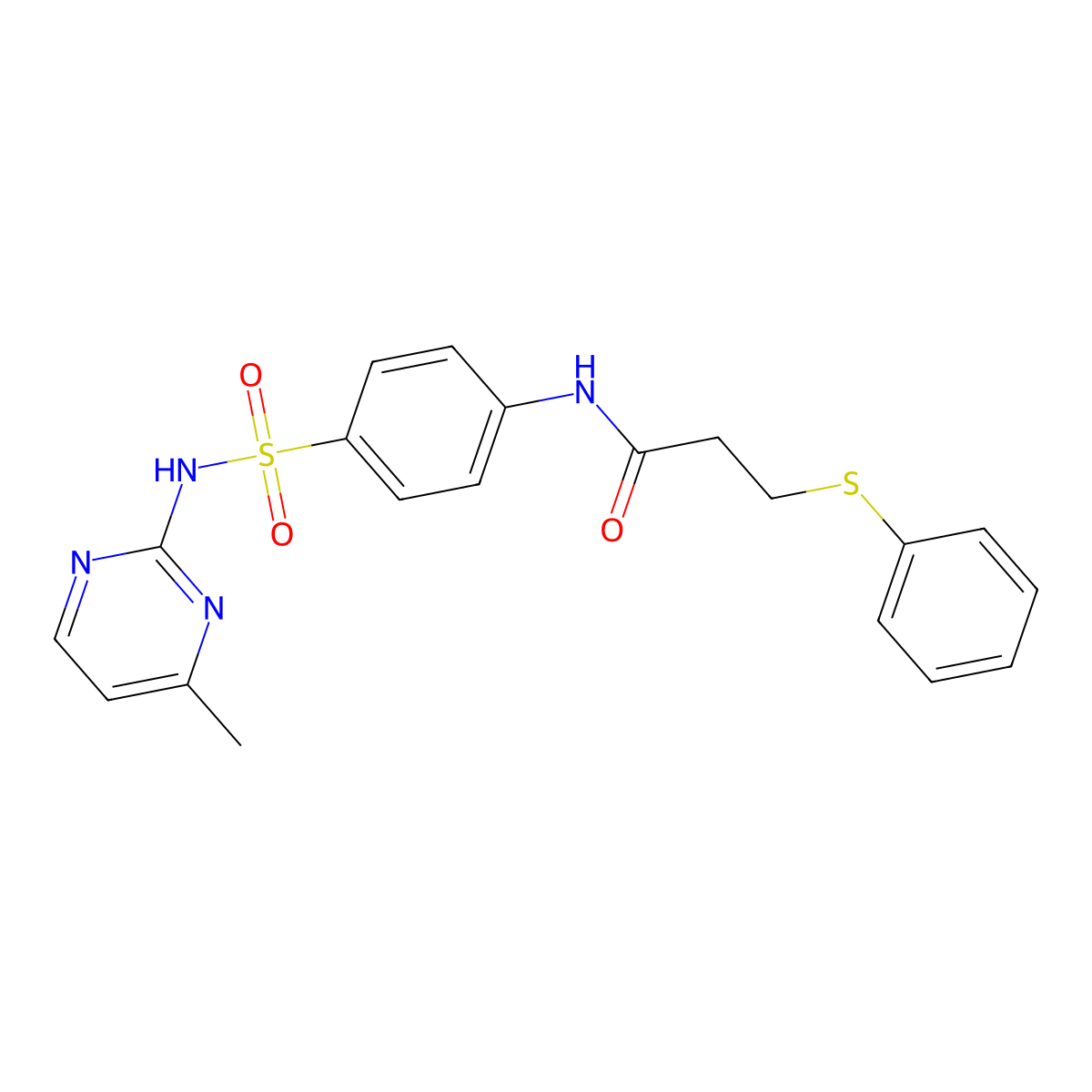 N-[4-[(4-methylpyrimidin-2-yl)sulfamoyl]phenyl]-3-phenylsulfanylpropanamide molecular structure, CAS 104246-52-8