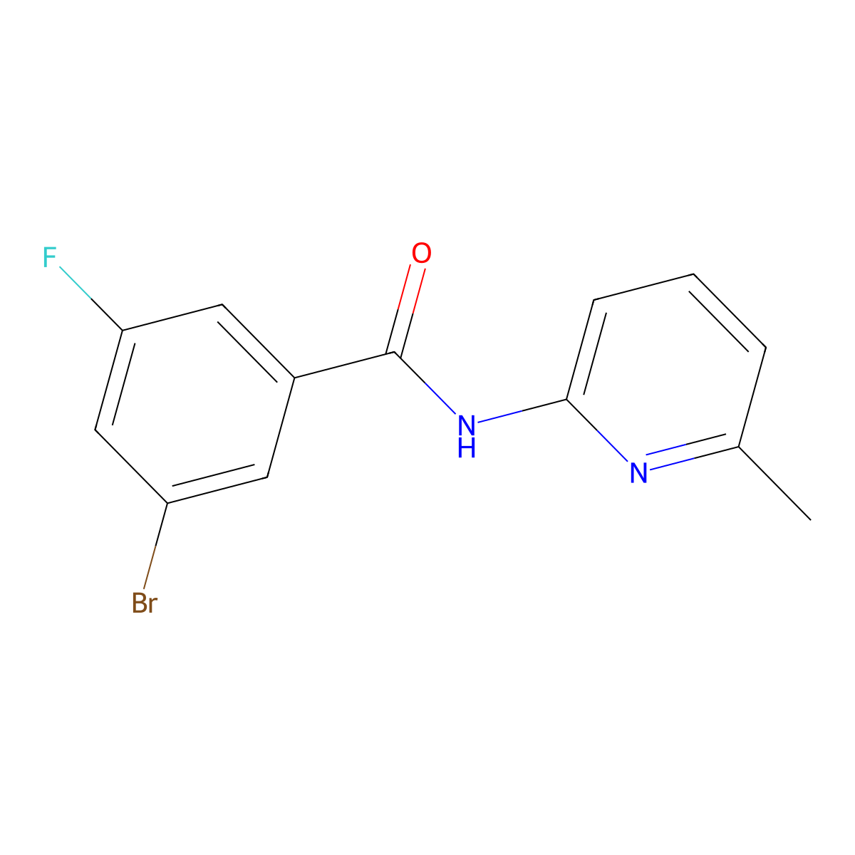 3-bromo-5-fluoro-N-(6-methyl-2-pyridinyl)benzamide molecular structure, CAS 1042498-29-2