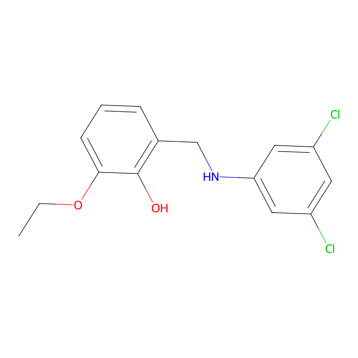 2-{[(3,5-Dichlorophenyl)amino]methyl}-6-ethoxyphenol molecular structure, CAS 1042505-20-3