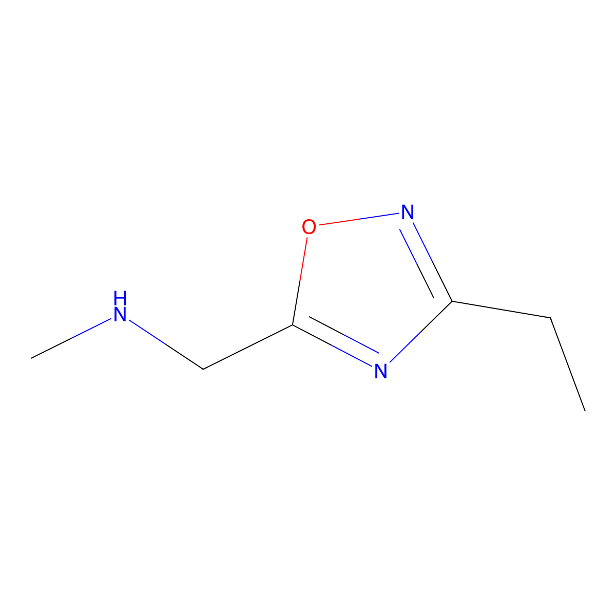 1-(3-ethyl-1,2,4-oxadiazol-5-yl)-N-methylmethanamine molecular structure, CAS 1042505-40-7