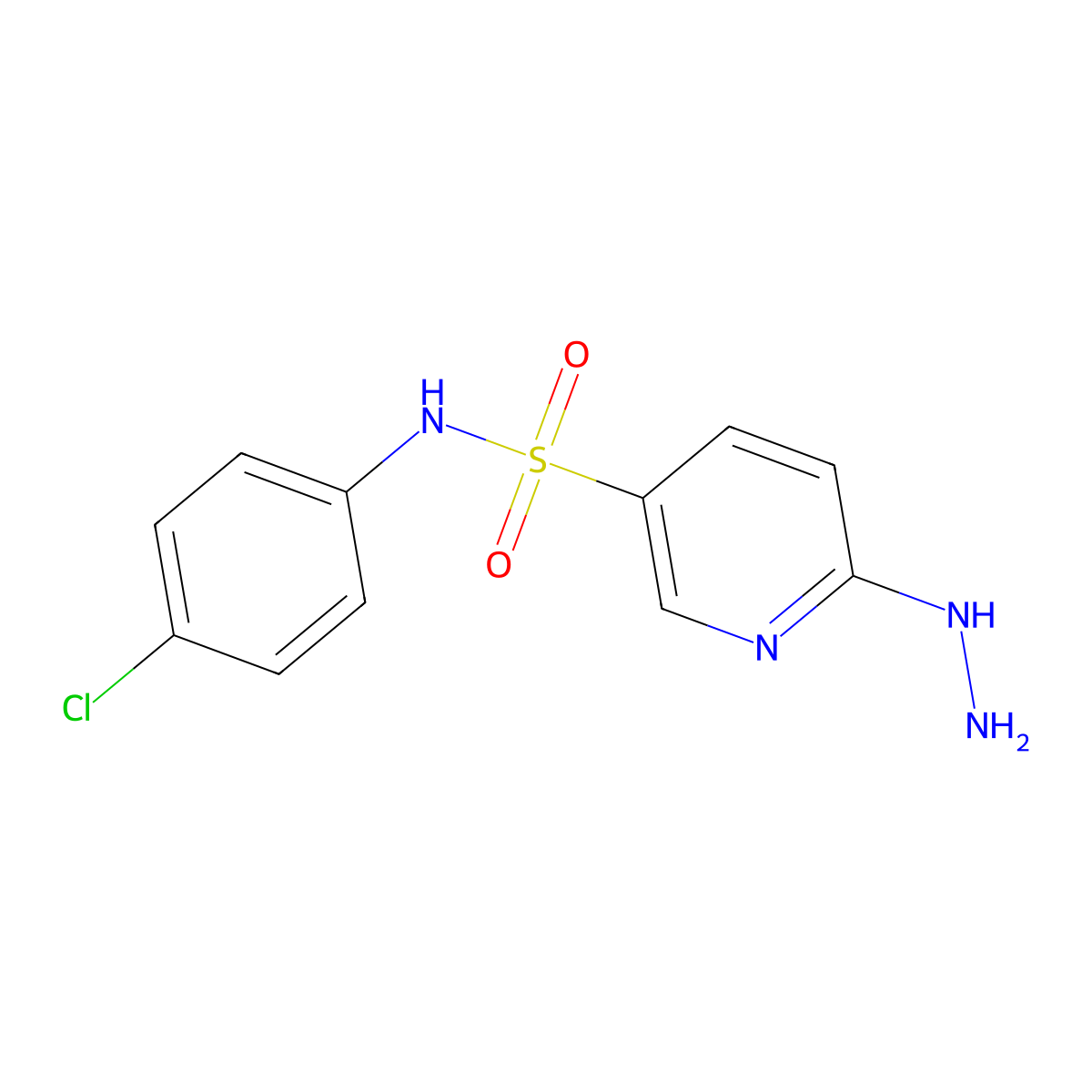 N-(4-chlorophenyl)-6-hydrazinopyridine-3-sulfonamide molecular structure, CAS 1042507-82-3