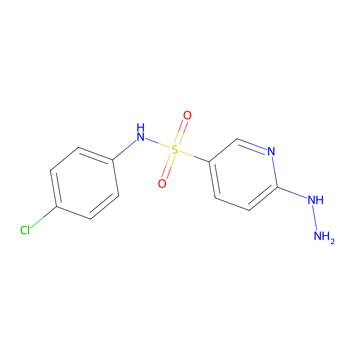 N-(4-chlorophenyl)-6-hydrazinopyridine-3-sulfonamide molecular structure, CAS 1042507-82-3