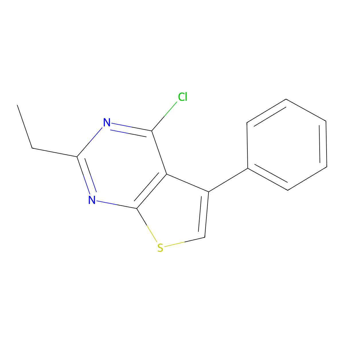 4-Chloro-2-ethyl-5-phenylthieno[2,3-d]pyrimidine molecular structure, CAS 1042511-49-8