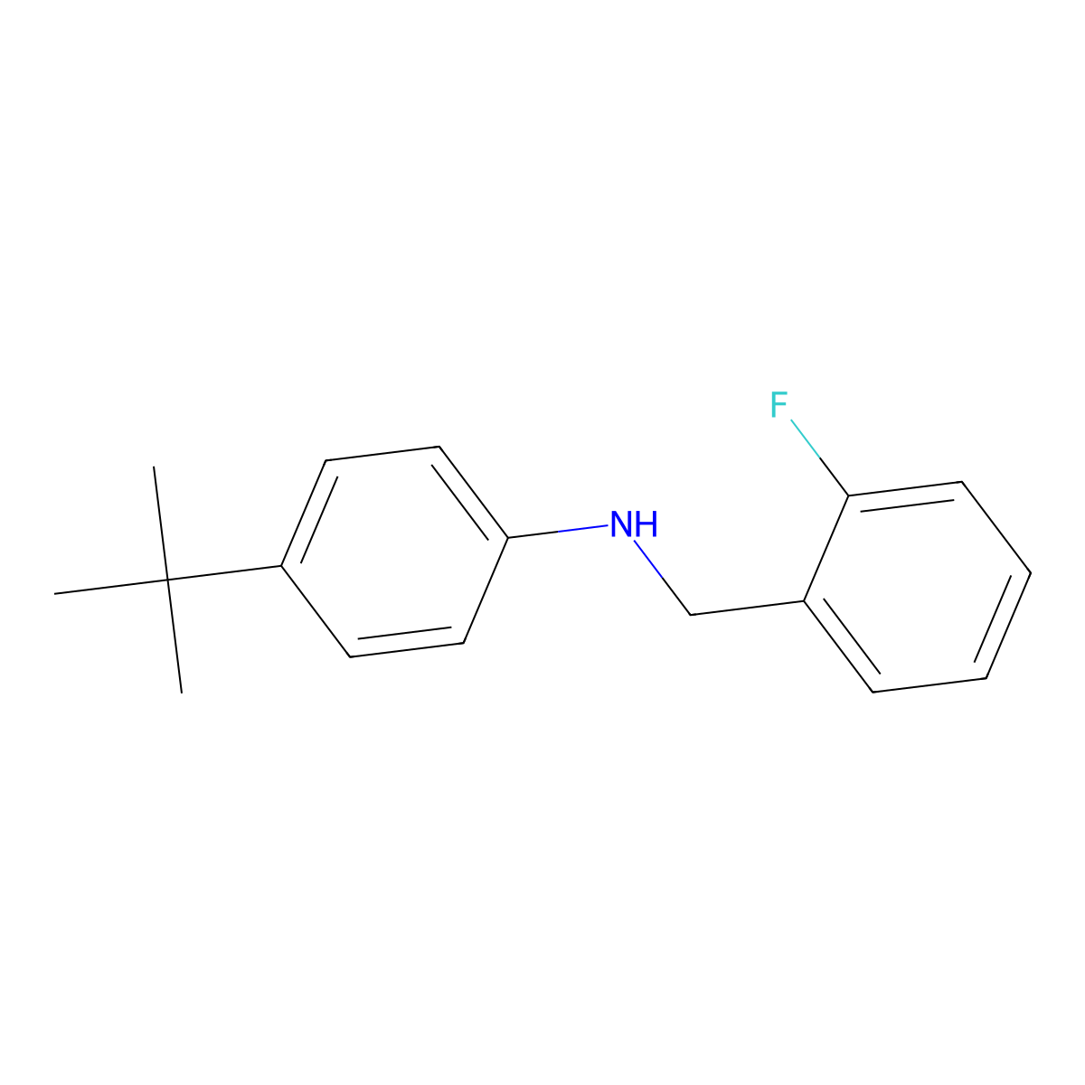 4-tert-Butyl-N-(2-fluorobenzyl)aniline molecular structure, CAS 1042513-60-9