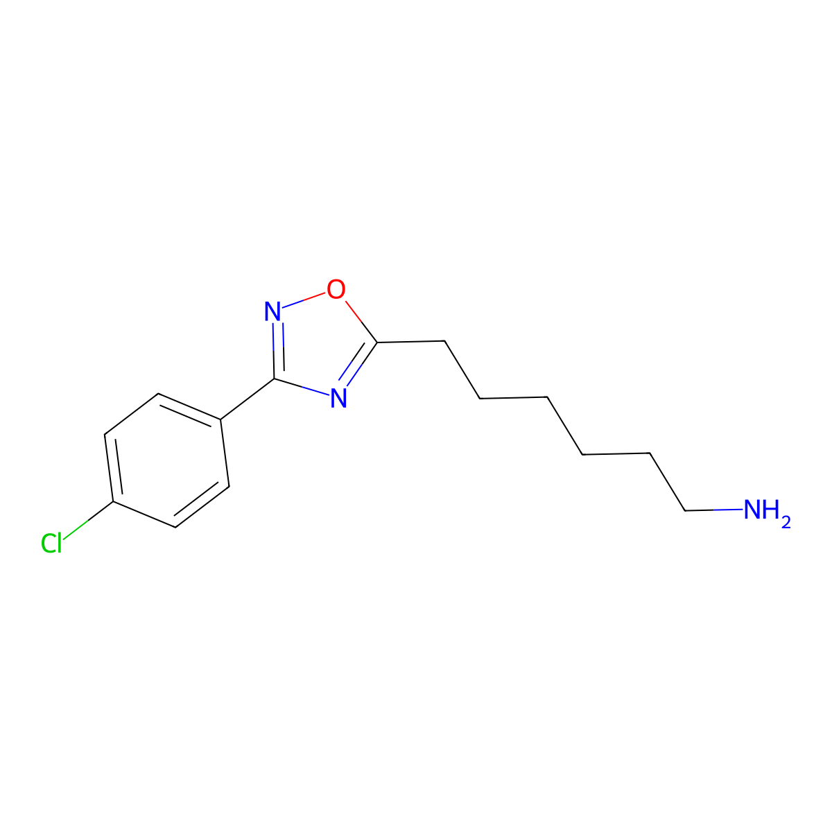6-[3-(4-Chlorophenyl)-1,2,4-oxadiazol-5-yl]hexan-1-amine molecular structure, CAS 1042514-06-6