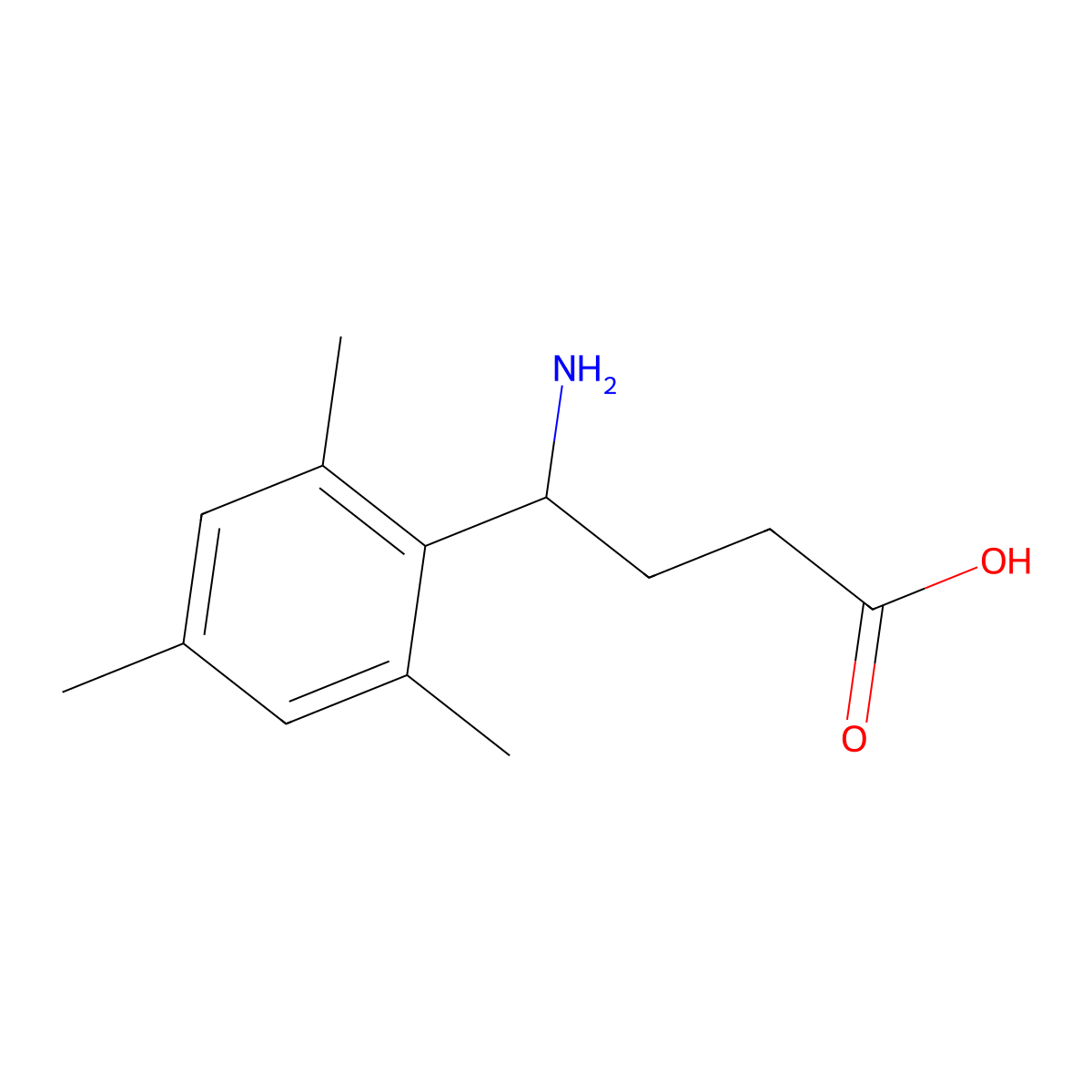 4-Amino-4-(2,4,6-trimethylphenyl)butanoic acid molecular structure, CAS 1042520-36-4