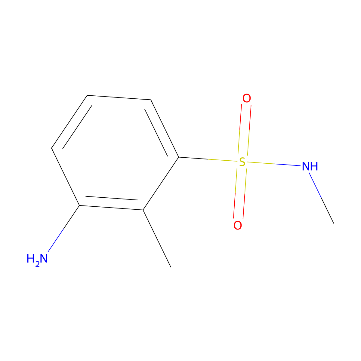 3-amino-N,2-dimethylbenzene-1-sulfonamide molecular structure, CAS 1042520-81-9