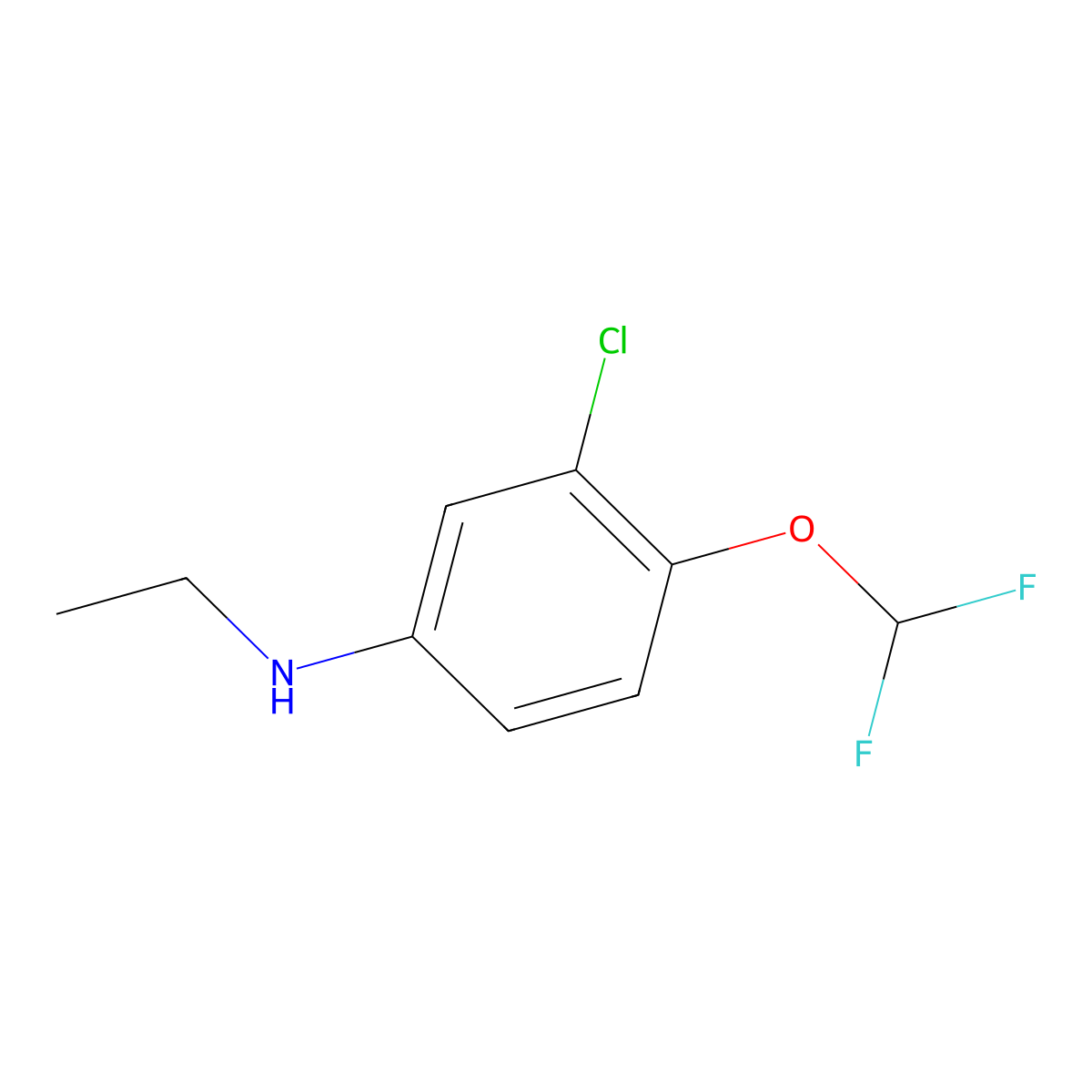 3-chloro-4-(difluoromethoxy)-N-ethylaniline molecular structure, CAS 1042521-18-5