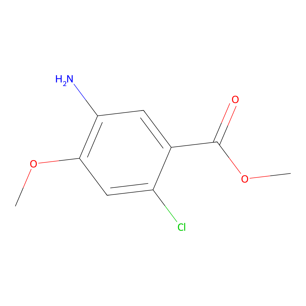 Methyl 5-amino-2-chloro-4-methoxybenzoate molecular structure, CAS 104253-47-6
