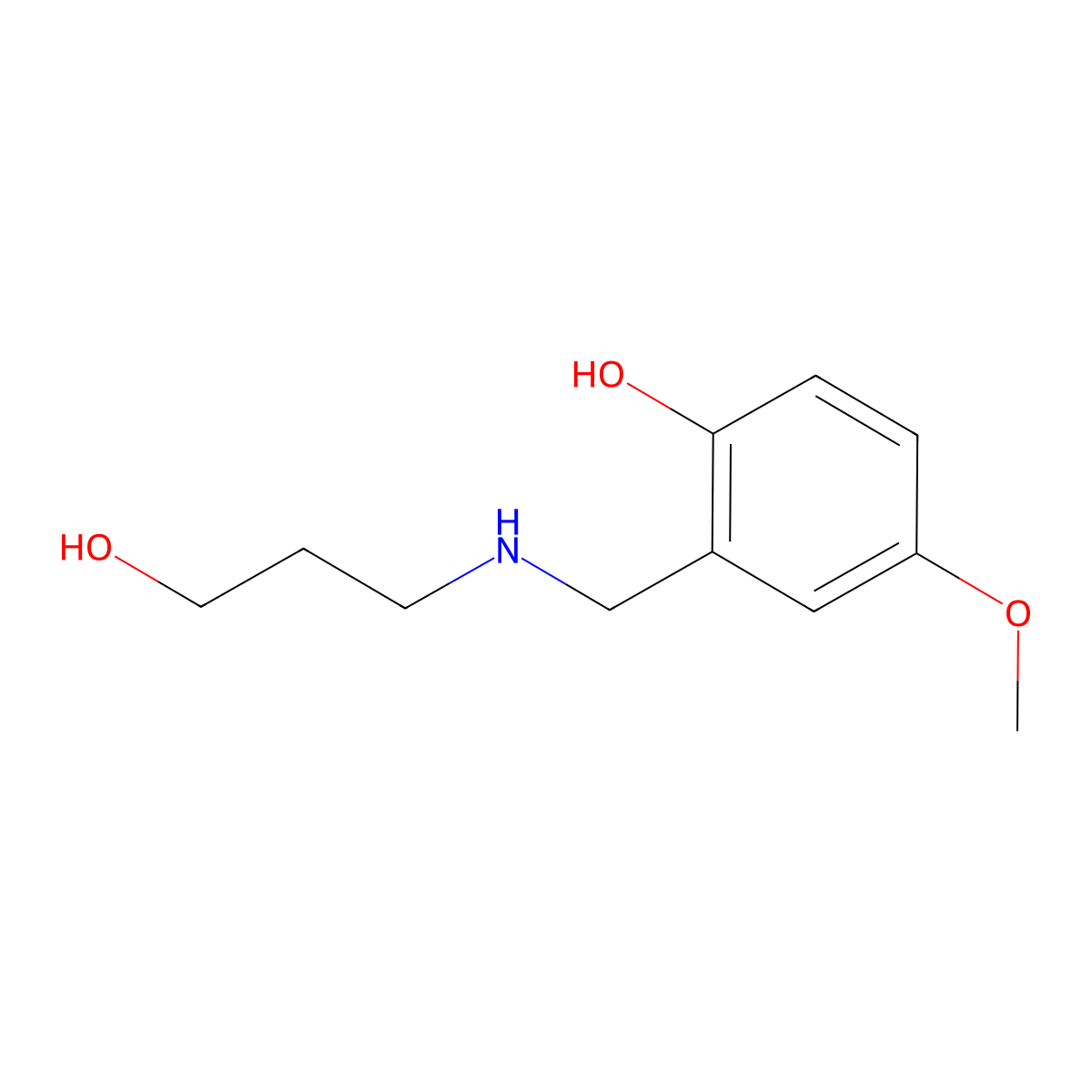 2-{[(3-Hydroxypropyl)amino]methyl}-4-methoxyphenol molecular structure, CAS 1042533-66-3