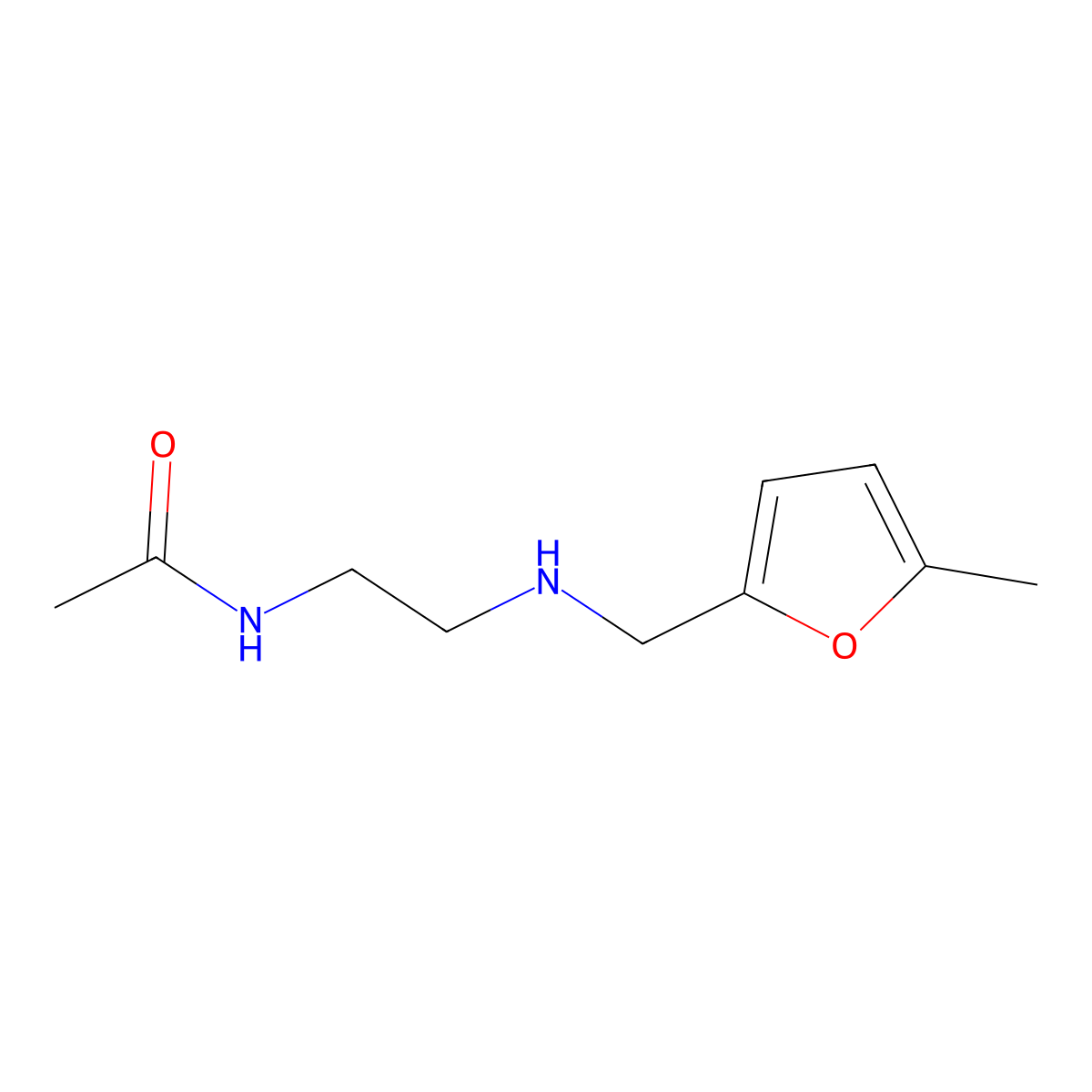 N-(2-{[(5-methylfuran-2-yl)methyl]amino}ethyl)acetamide molecular structure, CAS 1042538-94-2