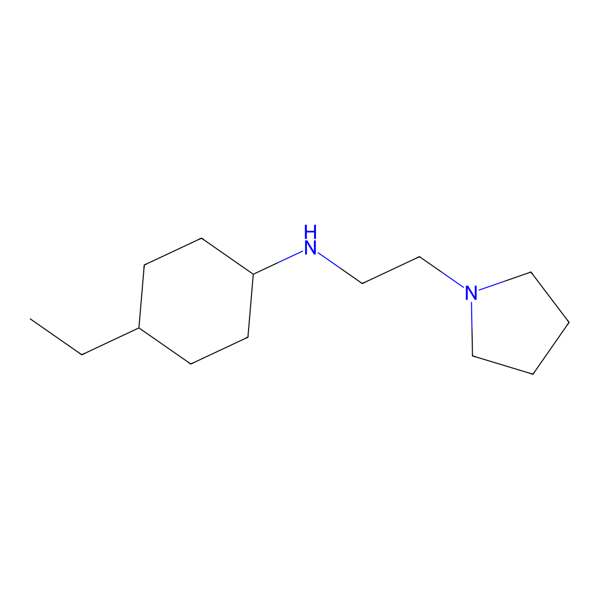 4-ethyl-N-[2-(pyrrolidin-1-yl)ethyl]cyclohexan-1-amine molecular structure, CAS 1042539-46-7