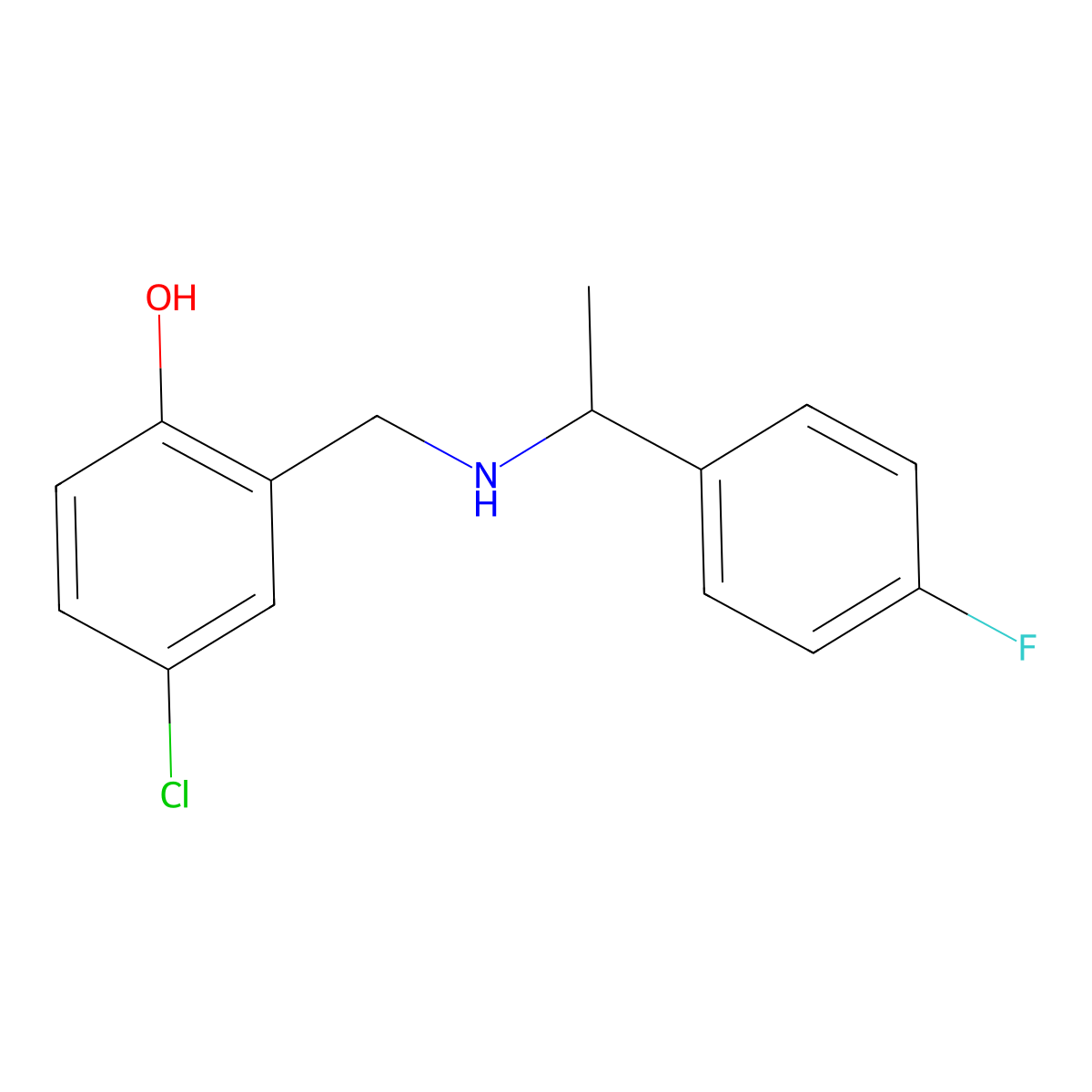 4-Chloro-2-({[1-(4-fluorophenyl)ethyl]amino}methyl)phenol molecular structure, CAS 1042541-61-6