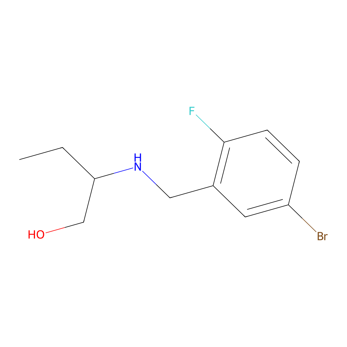 2-{[(5-Bromo-2-fluorophenyl)methyl]amino}butan-1-ol molecular structure, CAS 1042550-40-2