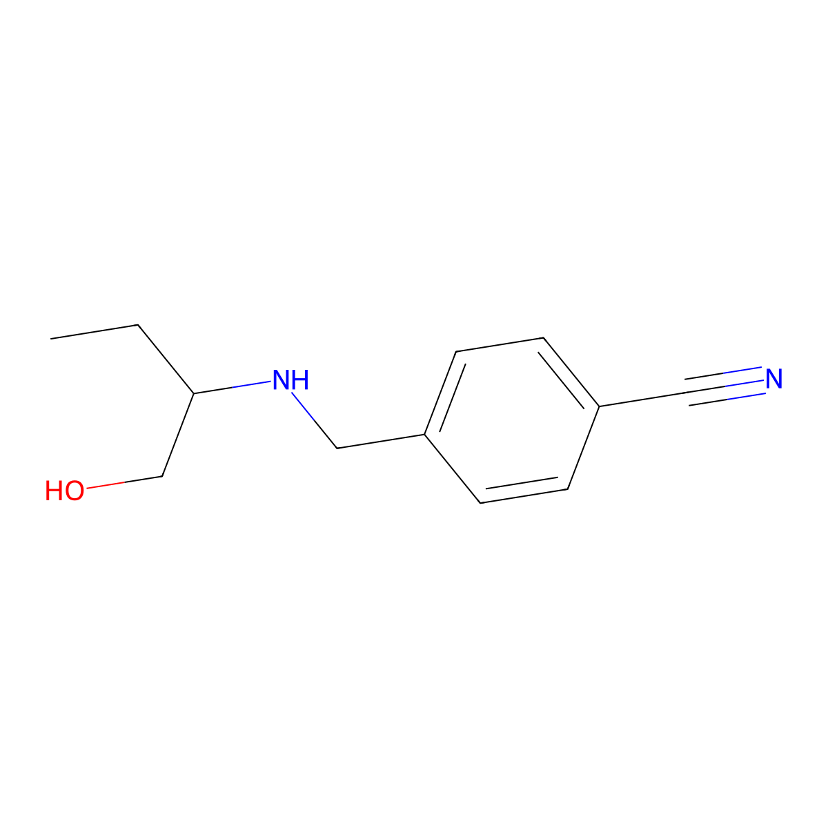 4-{[(1-Hydroxybutan-2-yl)amino]methyl}benzonitrile molecular structure, CAS 1042551-58-5