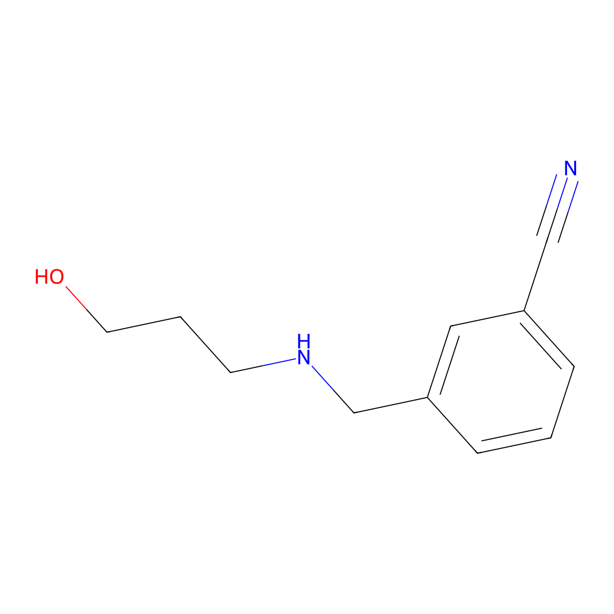 3-{[(3-Hydroxypropyl)amino]methyl}benzonitrile molecular structure, CAS 1042551-80-3