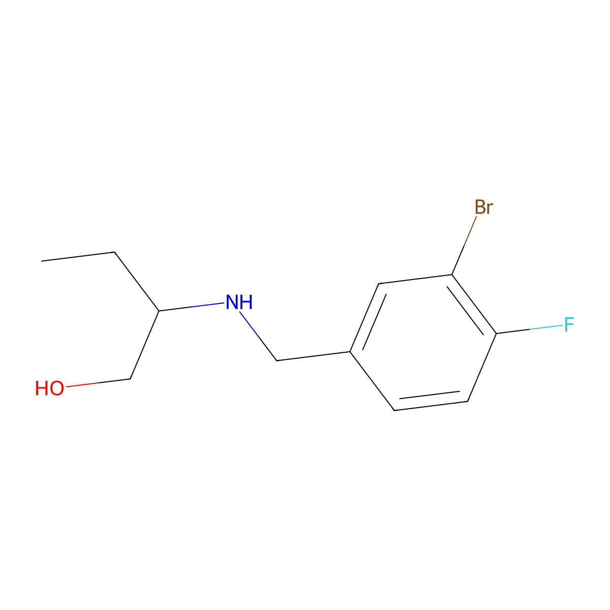 2-{[(3-Bromo-4-fluorophenyl)methyl]amino}butan-1-ol molecular structure, CAS 1042552-67-9